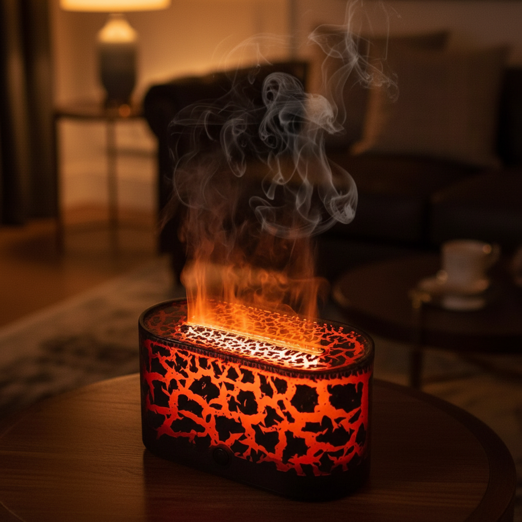 Diffusor im dunklen Wohnzimmer